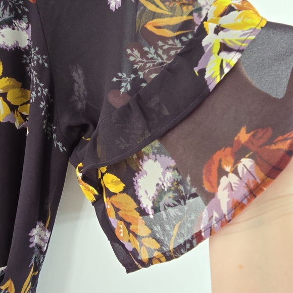 Madewell Vervain Wrap Dress Short Ruffle Sleeve Maxi Blooming Oasis Size XS HTF - Picture 5 of 12